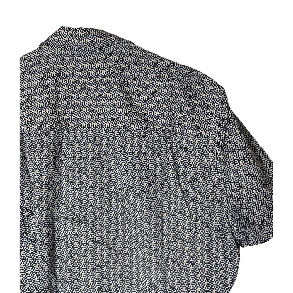 Perry Ellis Men Short Sleeve Button Down Shirt Black Tan Geometric Dot Stretch M - Picture 4 of 8